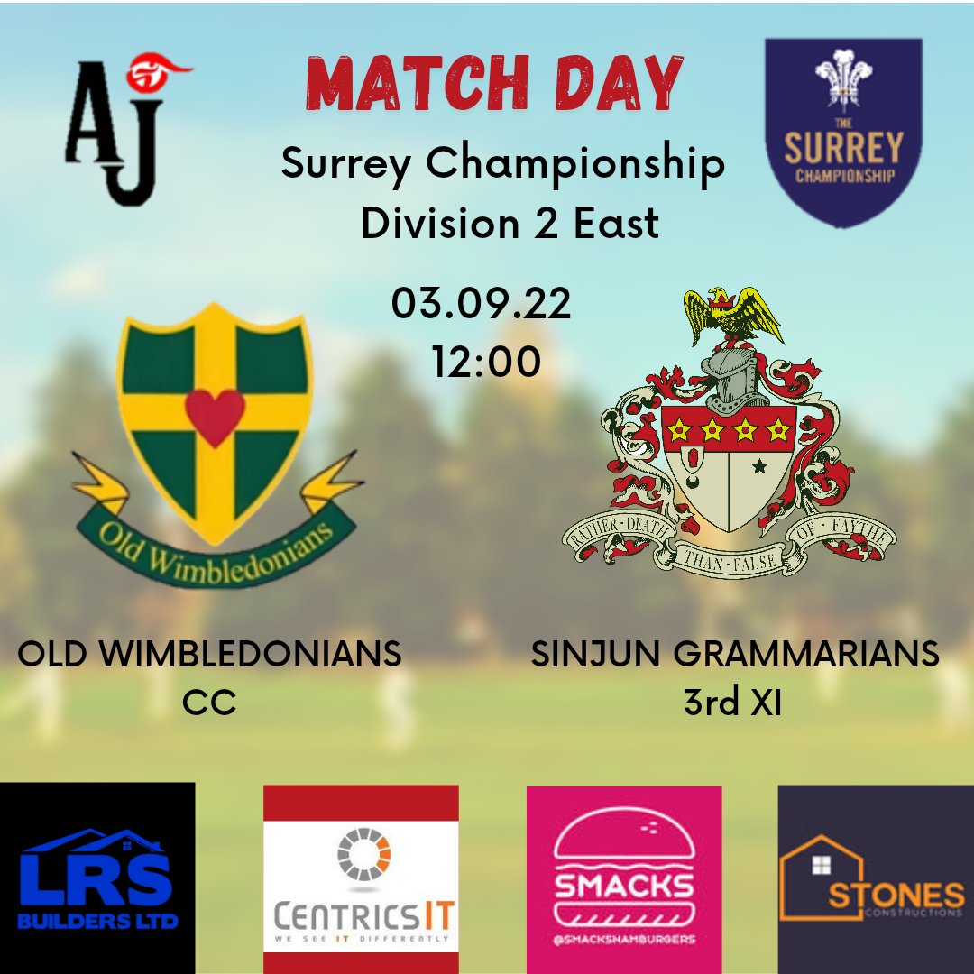 SinjunsCC's tweet photo. 🏏MATCHDAY 18🏏

Here we go then, last game of the @SurreyChamp season. 1s, 2s and 4s up, 3s have it in their hands, this would be a huge day for the club if we could achieve 4 promotions.

Good luck boys, do pop down to support the 2s and 4s at Trinity Road if you are about. https://t.co/yBaTxizGph