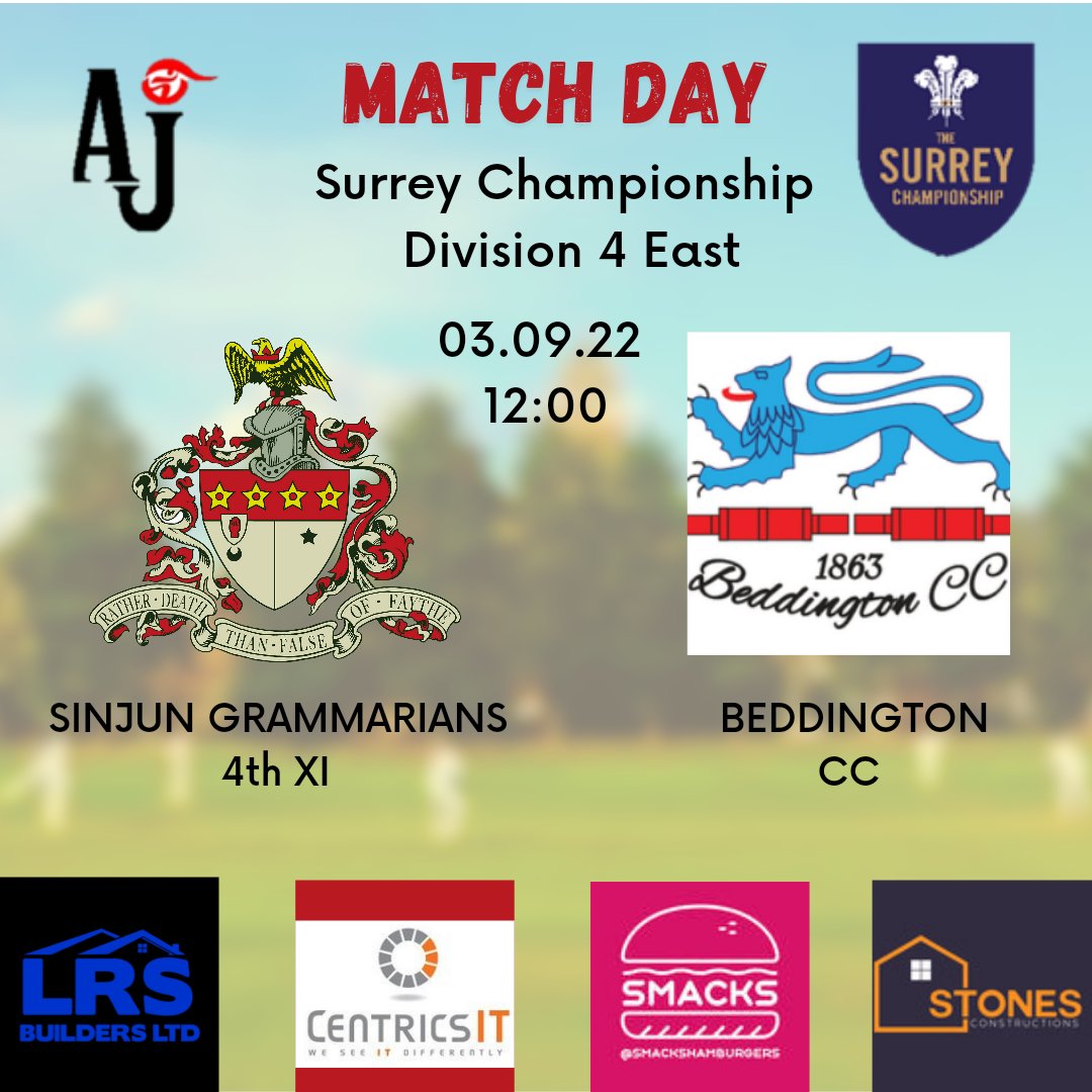 SinjunsCC's tweet photo. 🏏MATCHDAY 18🏏

Here we go then, last game of the @SurreyChamp season. 1s, 2s and 4s up, 3s have it in their hands, this would be a huge day for the club if we could achieve 4 promotions.

Good luck boys, do pop down to support the 2s and 4s at Trinity Road if you are about. https://t.co/yBaTxizGph