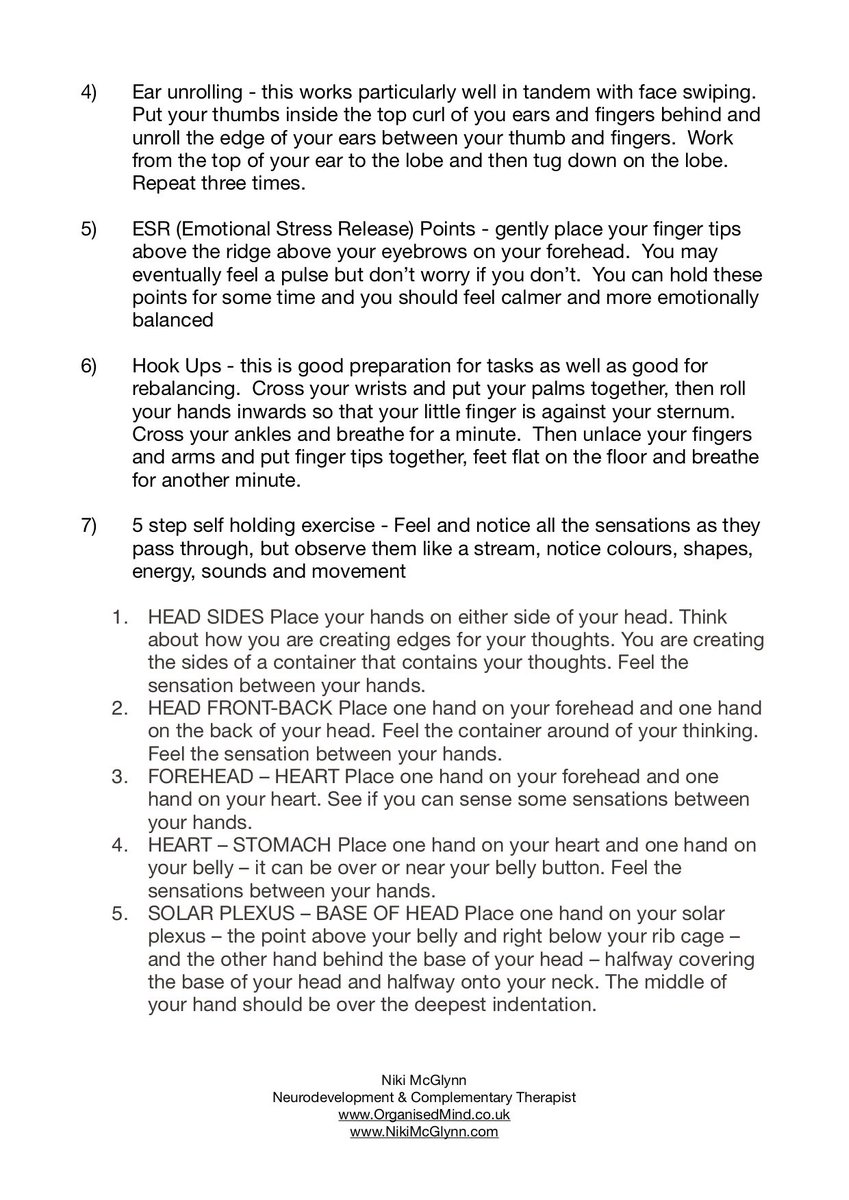nikimcglynn's tweet image. I’ve put up my anxiety help sheet as a reply but I think I’ll do it as a separate tweet. I use it for my neurodevelopment/trauma clients at @OrganisedMind Practice first to find what works for you because when you’re anxious your brain shuts down and you won’t remember