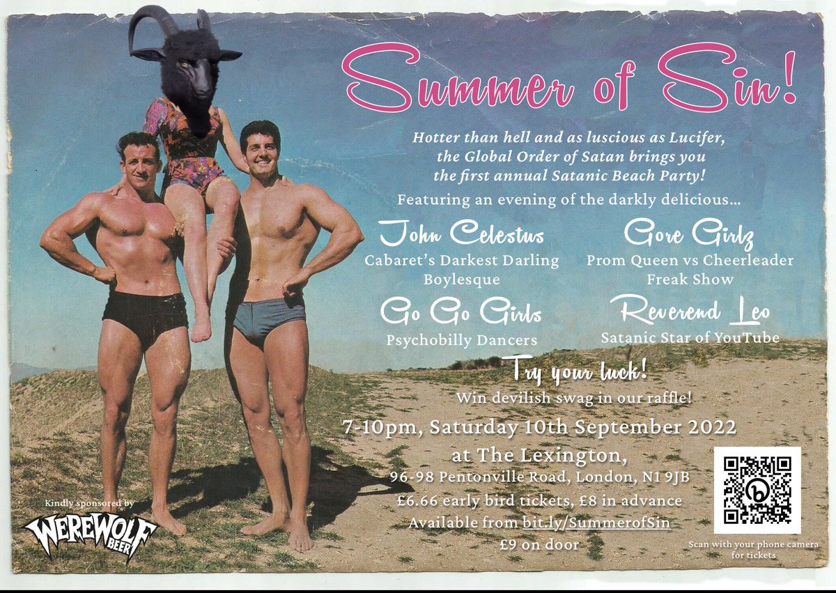 gosatanuk's tweet photo. Just one week to go until our Satanic Beach Party at @thelexington, September 10th, 7pm-10pm! Have you got your tickets yet? Get them here: https://t.co/j2ddMEa5zK
Tell us you're coming along on our Facebook Event here: https://t.co/5Rhs3faKuF
#GOSatan https://t.co/ur9NwRgtJw