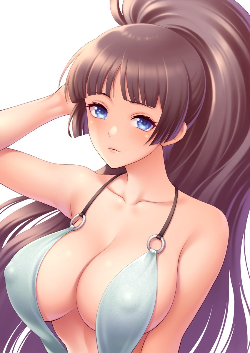 半裸の竜少年（とすり抜けイプシロン）しか来ないので、自分で梓さん描いてやった。
この娘もすごいボリュームだな。髪の毛がね？
#ランモバ　＃ラングリッサー