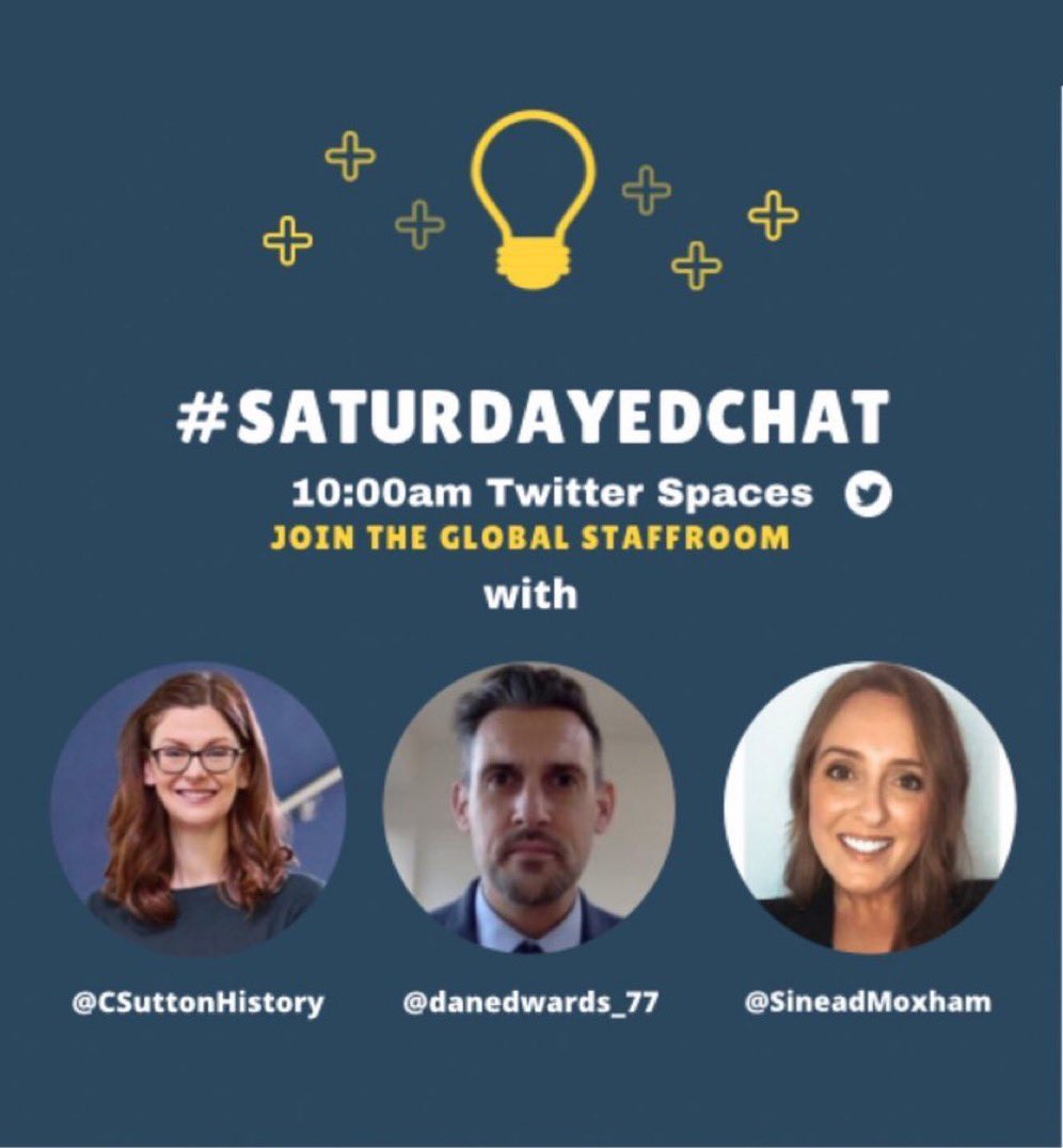 saturdayedchat's tweet photo. 🕰⏰⏱🕙🕰⏱⏰
We’re back at 10am to start a new term of #SaturdayEdChat
Join us for an #edutwitter catch-up as we look to crystal ball and consider the year ahead.
Bring your new pencil case, felt tips and planner.
@CSuttonHistory @SineadMoxham @DanEdwards_77
And a brew! https://t.co/X7siWlN7d3