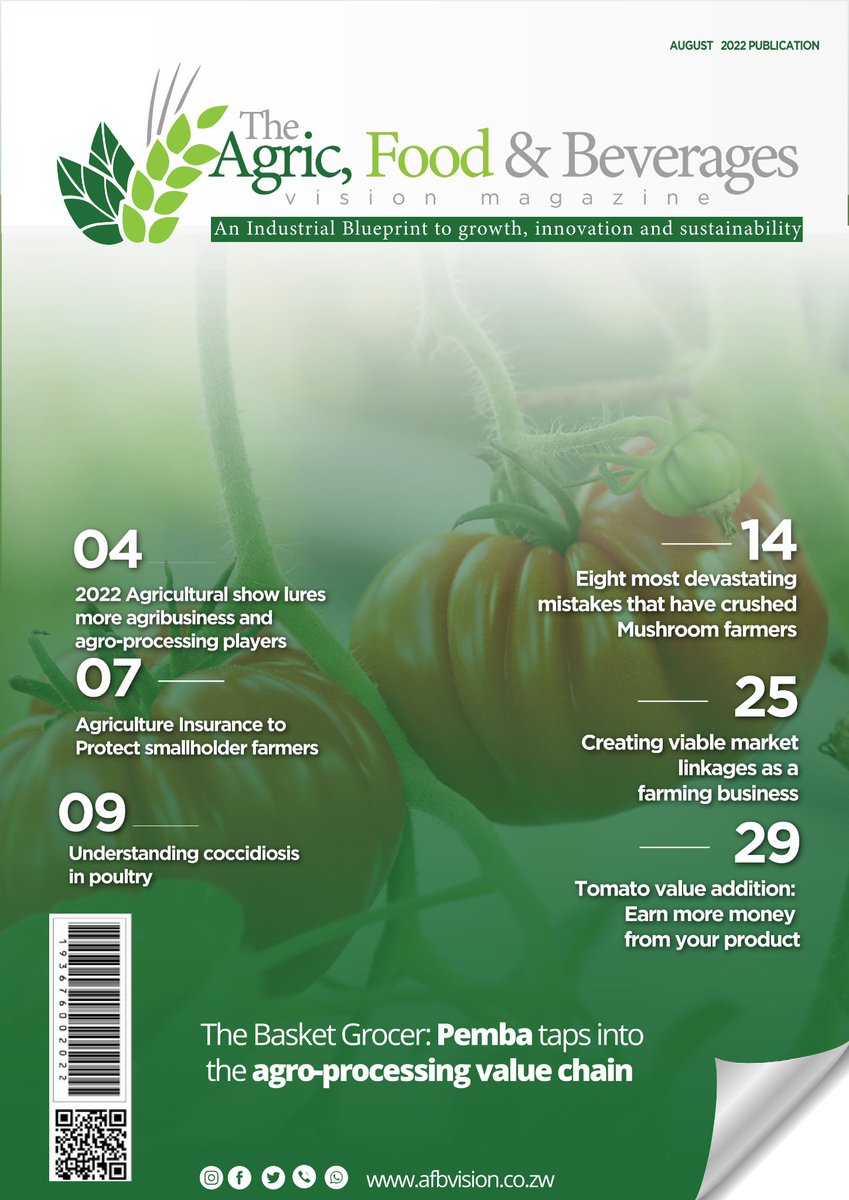 afbvision's tweet photo. The August Issue of The Agric, Food and Beverages Vision Magazine is out!

As usual, it is filled with quality content that is critical in the growth of Zimbabwe’s Agricultural, Food and Beverages Industry 

Don't miss out! Download a copy for free:
https://t.co/IXS68462Yk https://t.co/co0Lb69su6