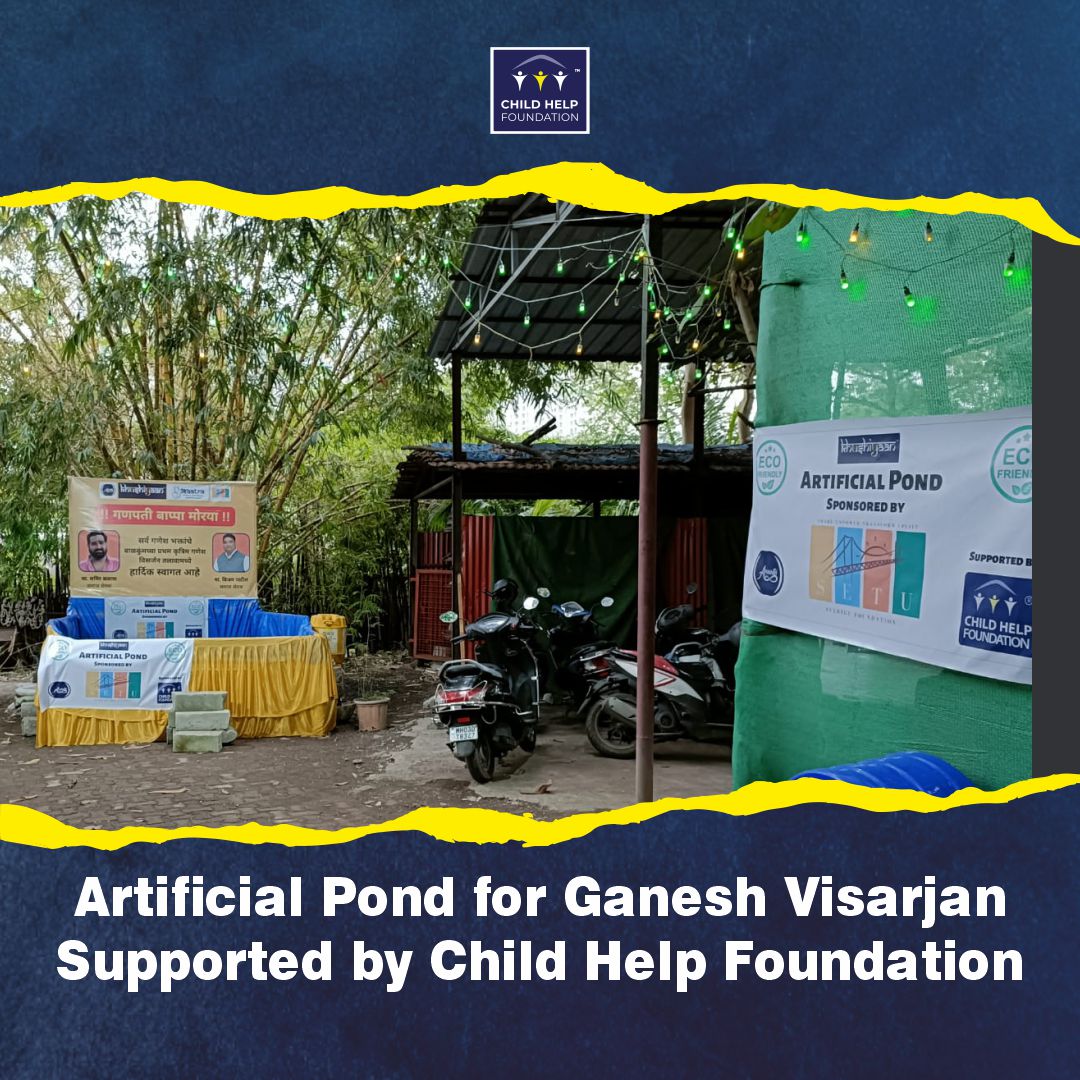 Childhelpindia's tweet photo. On 2nd September 2022, As families said farewell to #LordGanesh, a cordial initiative was conducted by our #CSR partner, SETU, where they designed an artificial pond. 
.
@Childhelpindia was delighted to learn about this initiative and decided to support it wholeheartedly. https://t.co/yrkpvlnIcB