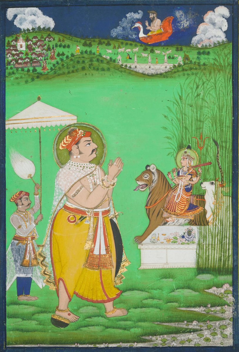 Indrauta_'s tweet photo. Harlan writes of the three stages Bappā Rāval goes through in which he learns about his destiny. The first stage in which the young Bappā discovers the cows he had been tending discharging all their milk on a śivaliṅga hidden by grass in the midst of grove. https://t.co/wNJTuykDR2