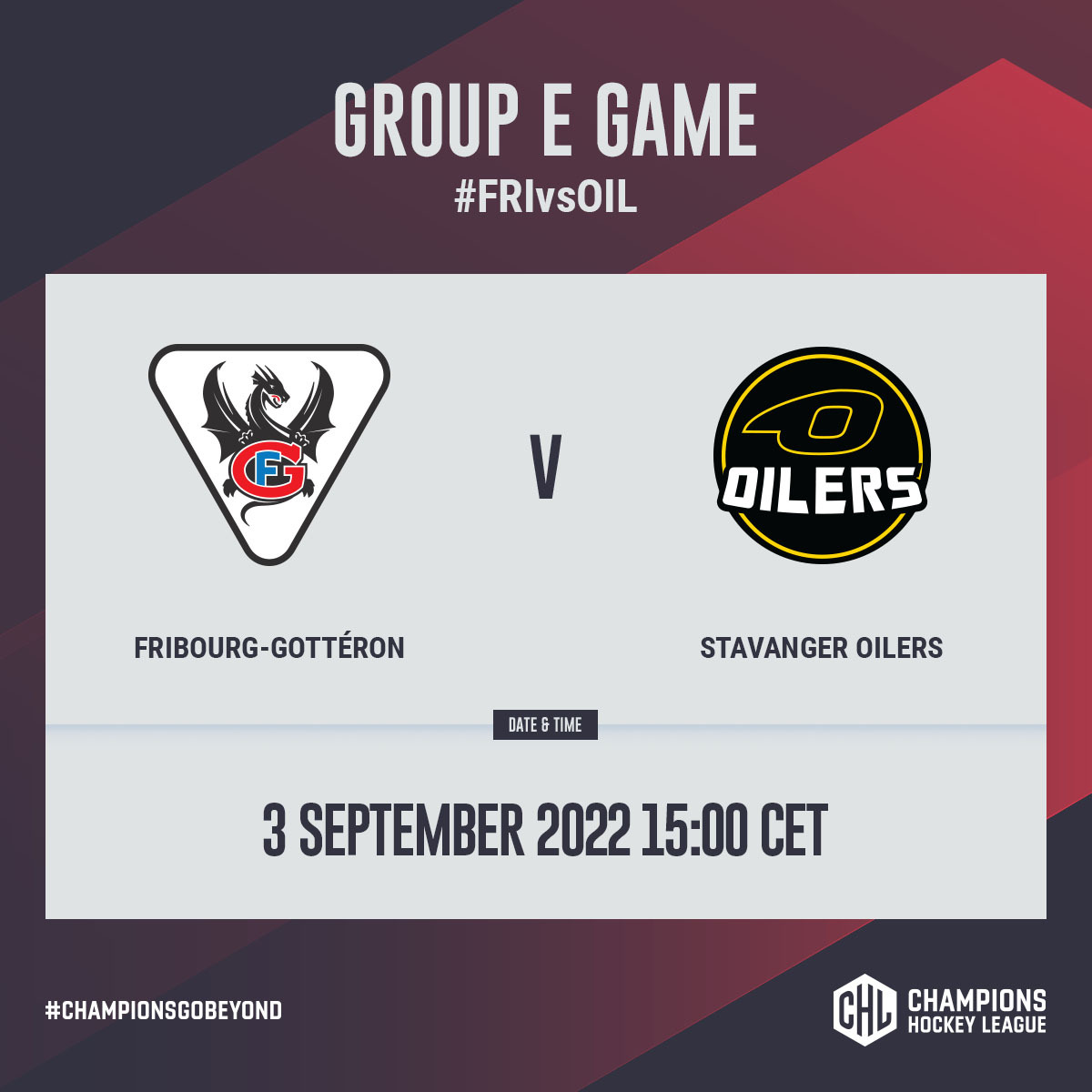 championshockey's tweet photo. Fribourg-Gottéron will kick start the second round of Group Stage games against Norwegian side Stavanger Oilers - don’t miss this one!
#ChampionsGoBeyond #FRIvsOIL https://t.co/kxkNZof00W