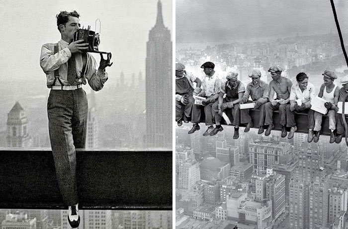asimighty's tweet photo. "Never thought about it before, but you know that #famous #picture of a bunch of #construction #workers sitting on a girder way up in the #sky and having lunch? Well here's the #photographer who took that picture: Charles C. Ebbets" https://t.co/1EI1VUAVGt