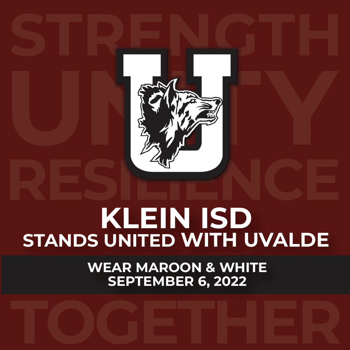 Klein ISD stands with the students, staff, families, and community of Uvalde CISD as they return for their first day of school. #UvaldeStrong