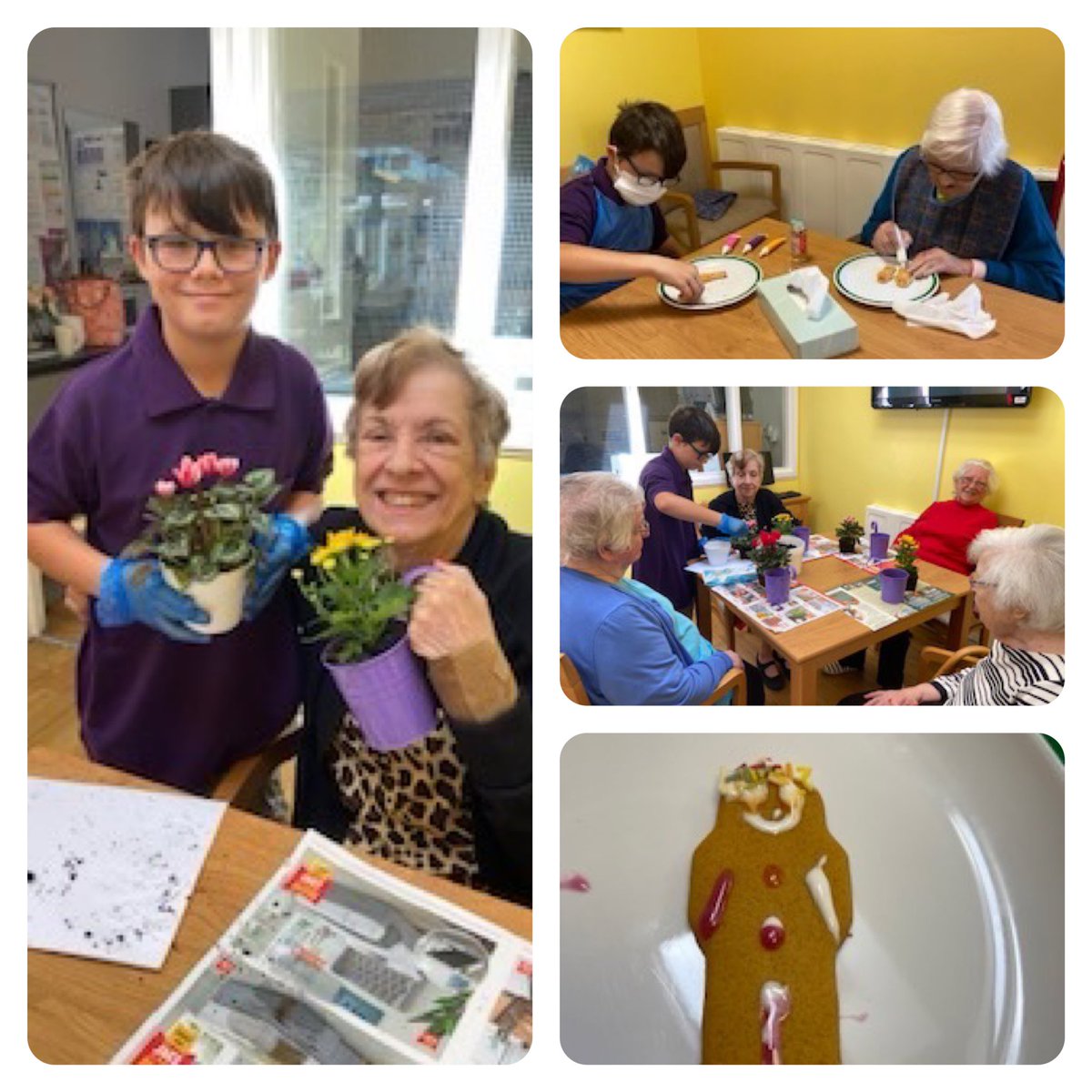 ARMSCARE's tweet photo. A massive thank you to lovely little Logan for coming to visit our resident’s (they adore him)❤️ Together they made biscuits and had fun planting… too sweet😌💜🍪🧤#care #caring #supportingall #dementiacarehomes #dementia #aware #love #planting #baking #happiness #thankyoulogan https://t.co/Pj9lpqOTsM