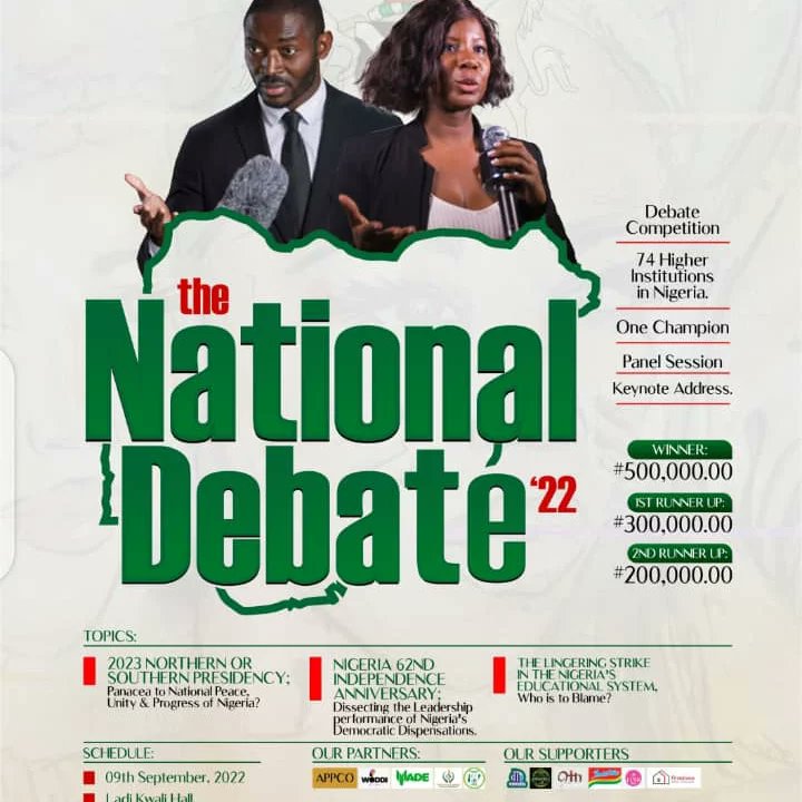 TND22_'s tweet photo. the National Debate. Do not miss it dear. 
@Ladi Kwali Hall, Sheraton Hotel, Abuja, seven days from today specifically on the 9th of September, 2022. 
#TND22_ 
#MAF https://t.co/rYOZxevQYo