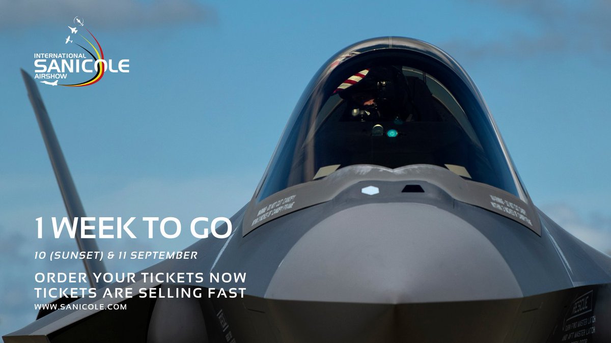 Only 1 week to go for the 43rd Int. Sanicole Airshow – Sept. 10 &amp; 11. Join us in Hechtel-Eksel (BE) for one of Europe’s main aviation events of the year. Order your discounted tickets now via sanicole.com

#airshow #sanicoleairshow #sanicole #aviation