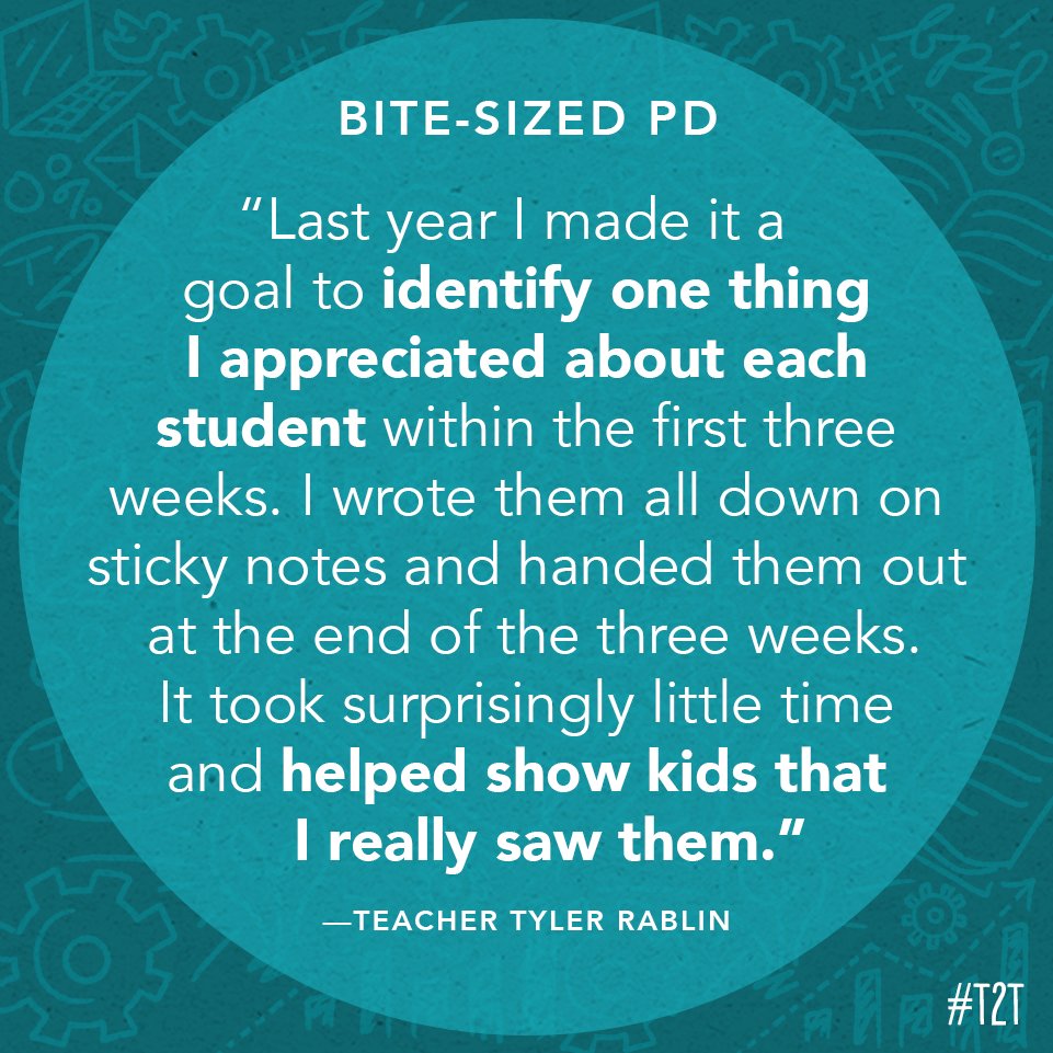 In the first three weeks of class, T <a href="/Mr_Rablin/">Tyler Rablin</a> makes a point to appreciate his learners. 

Do you have any back-to-school routines you'd recommend? 

#TeacherTwitter