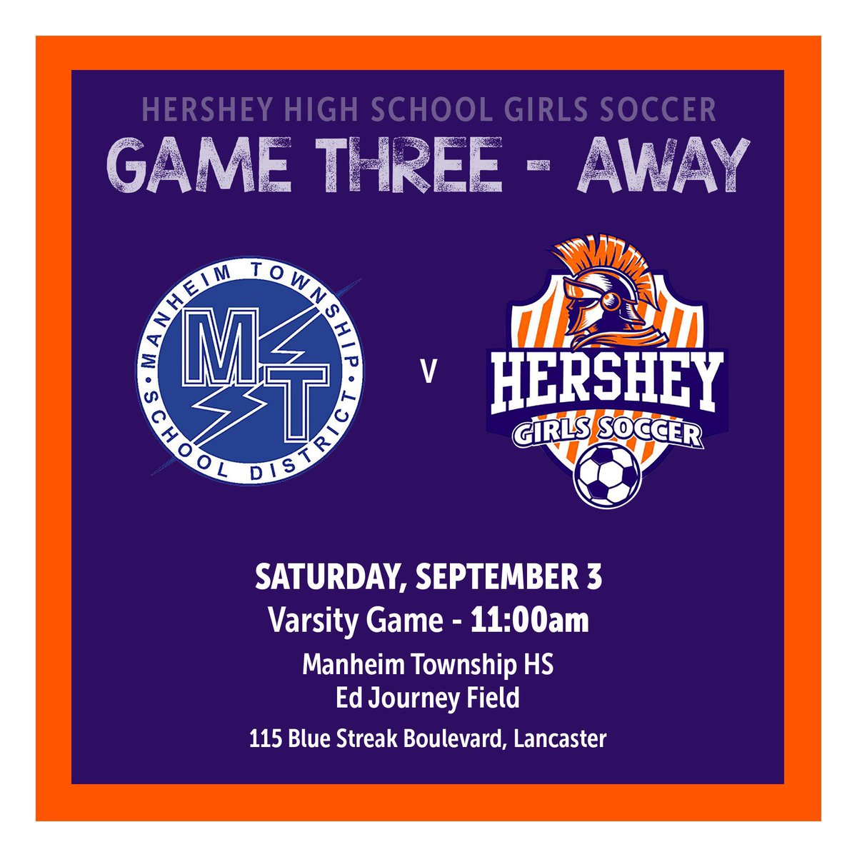 Game 3 today!! Away at Manheim Township. Good luck to the girls!! 💙🧡