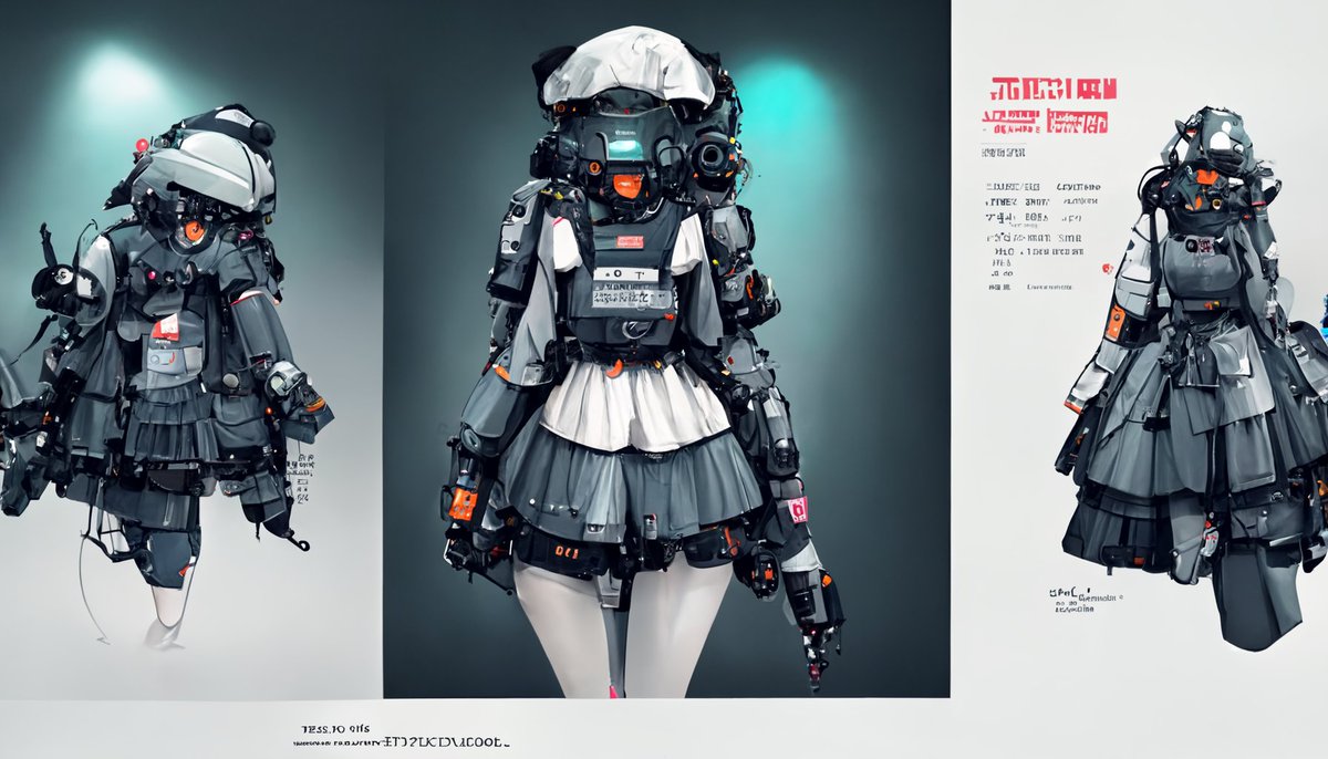 「AIに「タクティカルサイバーメイド」でデザインをしてもらいました。1、2枚目 #」|lotz┃NEOKET4【F08】のイラスト