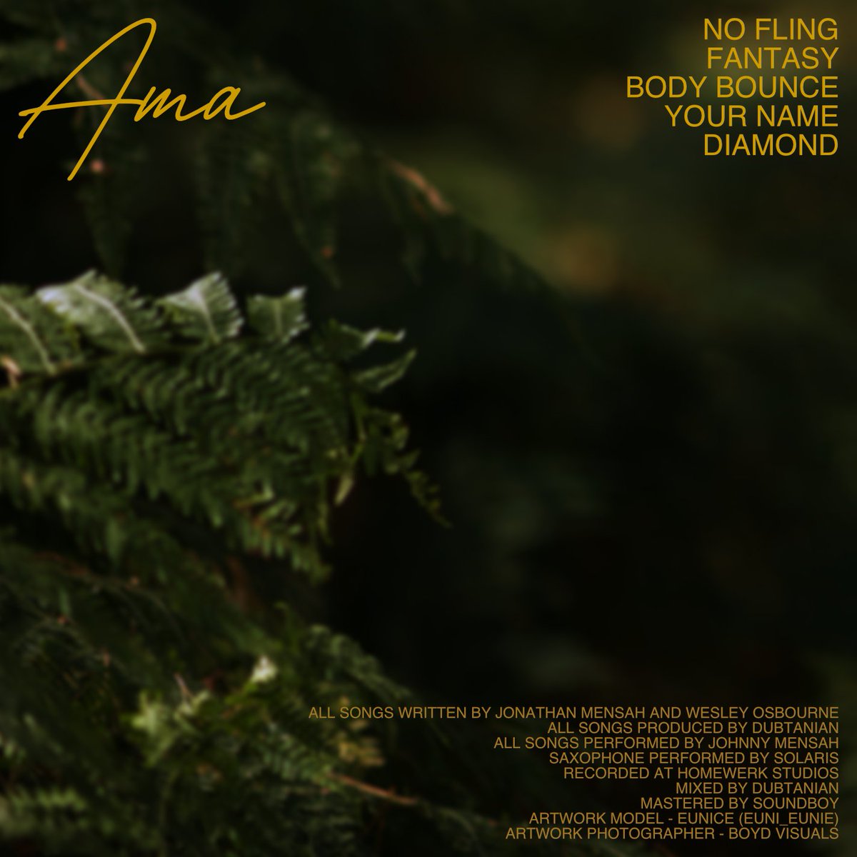 ‘AMA’ OUT 09 SEPTEMBER!

Dubtanian and I decided to work on a joint EP, bringing you nothing but grown vibes through 5 amazing songs. The process has been incredible. I would also want to send a thank you to all the creatives involved in making ‘Ama’ 

Pre-save link in my bio!