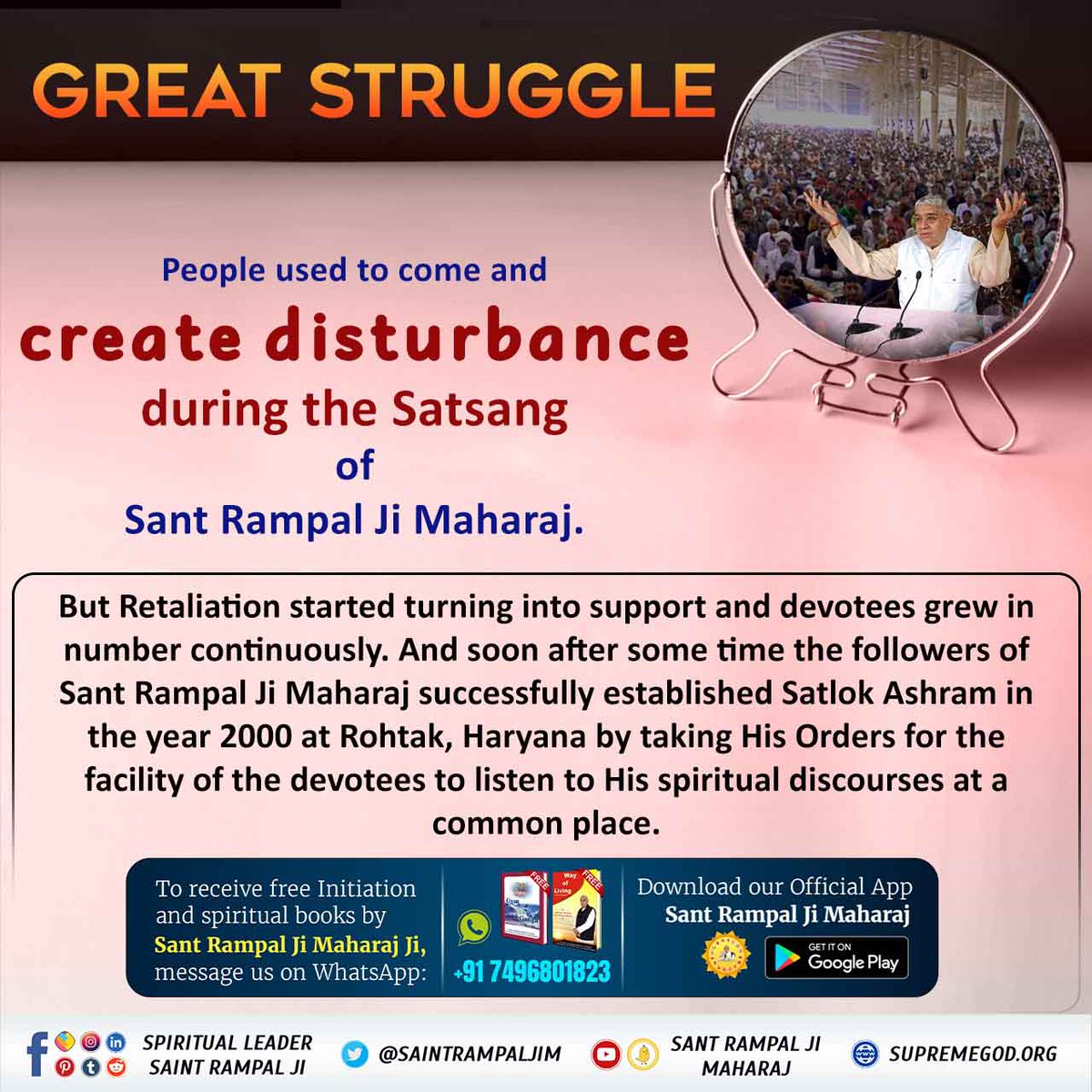 #TheStruggleOfSantRampalJi 
The name of <a href="/SaintRampalJiM/">Sant Rampal Ji Maharaj</a>  was misused by the media even with the charges that he was not accused of. 

5 Days Left For Avataran Diwas