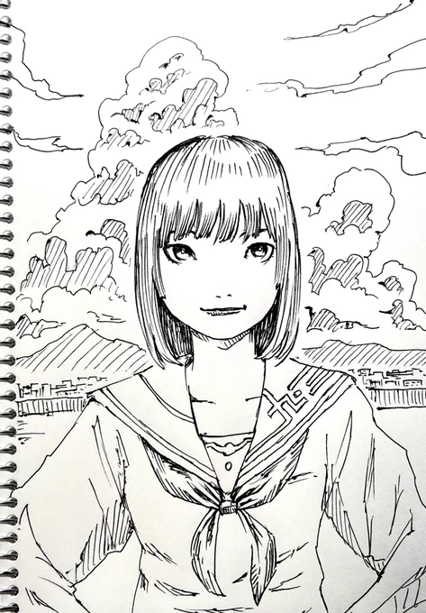 今日は夕方になっちゃったけど、今日分の絵! 