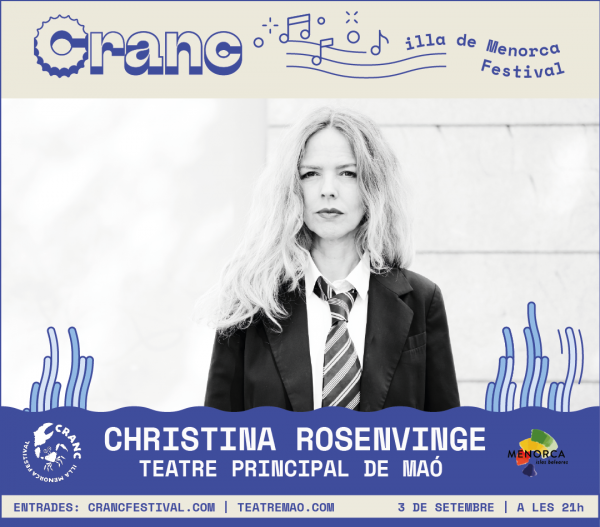 TurismoMenorca's tweet photo. #AgendaMenorca
🎸Concierto de Christina Rosenvinge en la presentación del @crancfestival Illa de #Menorca.
📍@TPMao , sábado 3/9, 21 horas
#MenorcaCultural https://t.co/W9zjAg6fYX