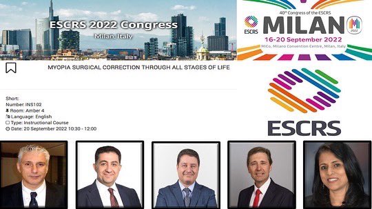 Join us live September 20th during the coming The European Society of Cataract and Refractive Surgeons (ESCRS) meeting in Milan, Italy 🇮🇹 from September 16- 20 , 2022. #escrs  #escrs2022 <a href="/ESCRSofficial/">ESCRS</a> #Ophthalmology