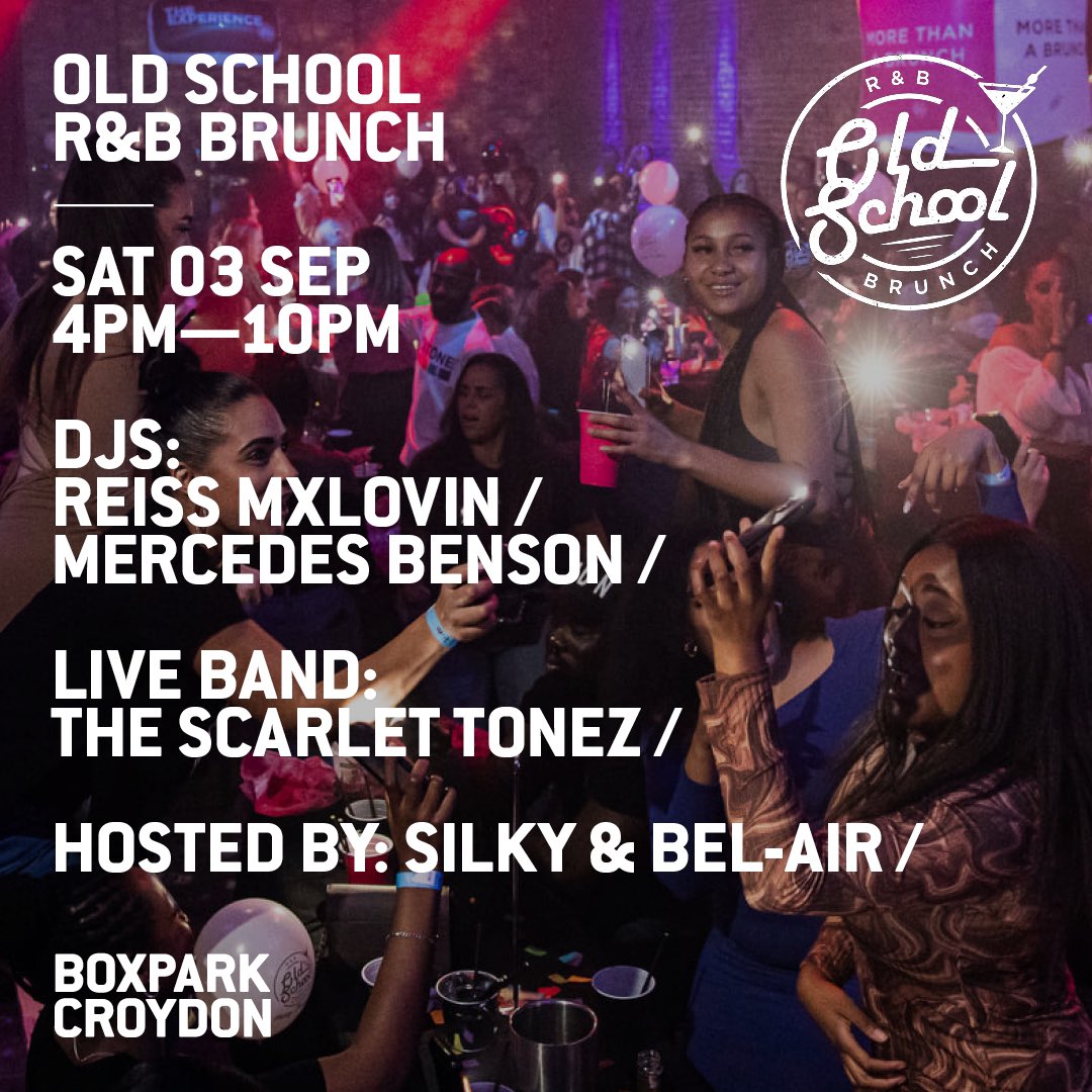 🎉🥳 TODAY 🥳🎉

BOXPARK joins forces with the mighty <a href="/OSRNBRUNCH/">Old School R&B Brunch</a> 

Join us in the main space from 4pm as the #OSR team take you way back, Back into time! 🕰 grab yourself a guaranteed table before they sell out!

#morethanabrunch x #EATDRINKPLAY