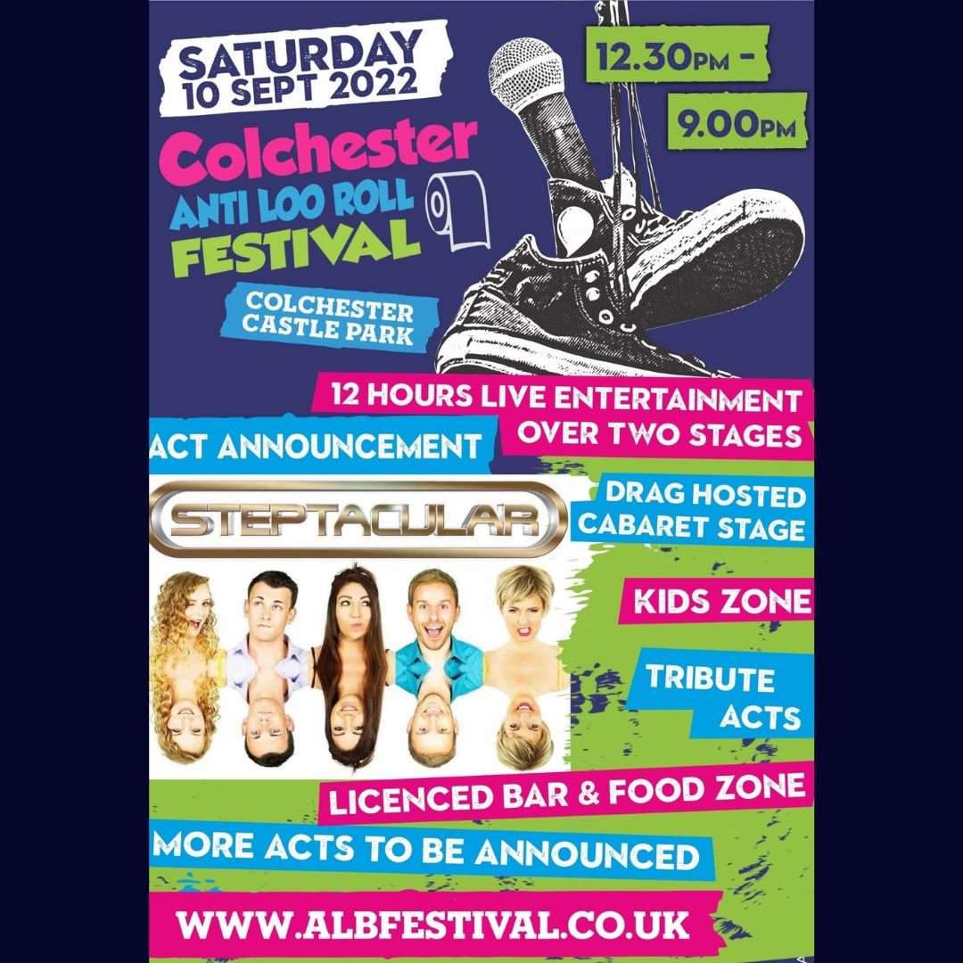 WeAreValcato's tweet photo. Steptacular will be blasting out the 90s and 00s nostalgia at the Colchester Anti Loo Roll Festival in a week's time 🤩 Join them, and a whole host of amazing acts and get your tickets here; https://t.co/QLCh5i7QXt 🎟️

#Steptacular #TeamValcato #WeAreValcato https://t.co/Al6YaL5UdP