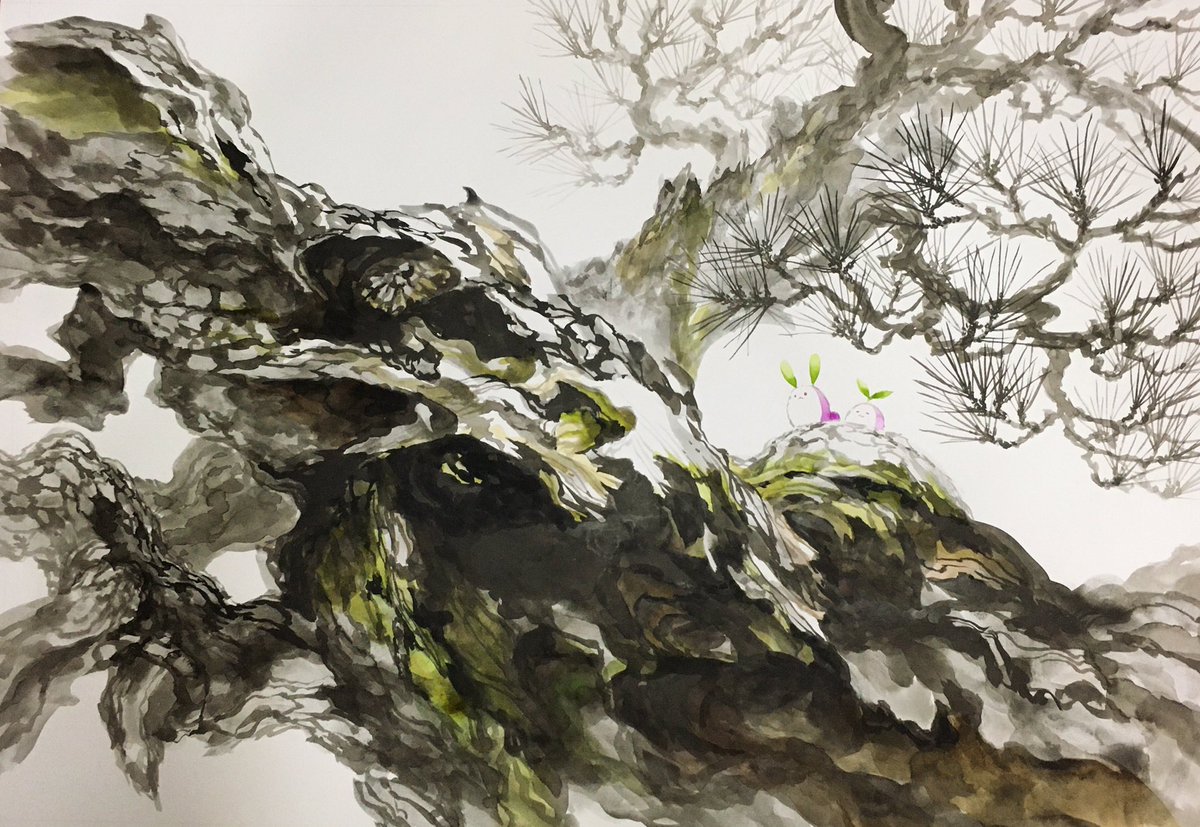 tree traditional media bare tree solo scenery painting (medium) branch nature  illustration images