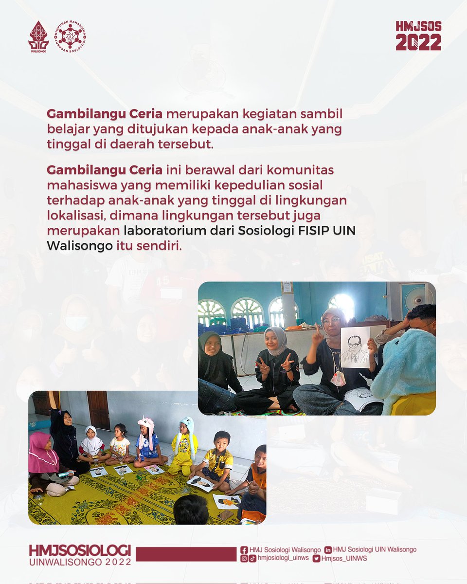 HMJSos_UINWS's tweet photo. [GAMBILANGU CERIA ITU APA SIH?]

Halo sobat sosiologi!

Jadi Departemen SOSMA (Sosial dan Masyarakat) mengadakan program kerja yang bernama Gambilangu Ceria. Mau tau Gambilangu Ceria itu apa? yukkk geser geser ke slide selanjutnyaa😃
#gambilanguceria
#hmjsosiologi2022
#uinws https://t.co/C4gXC7JuyX
