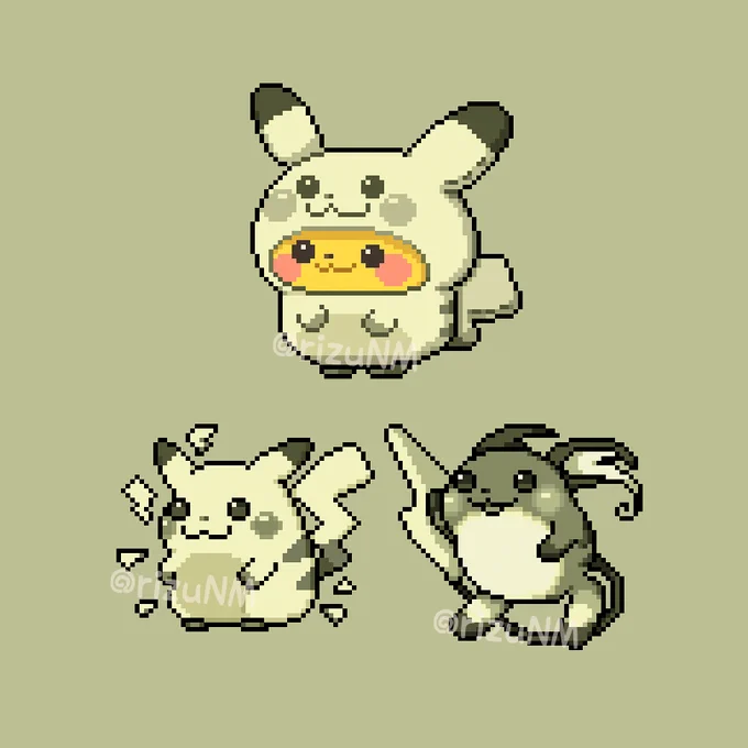ピカチュウイラストとドット絵 