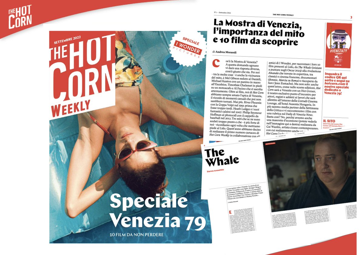 TheHotCorn_'s tweet photo. VENEZIA 79 | Da Benedetta Porcaroli in #Amanda a  #TheWhale: ecco il numero cartaceo di #HotCornWeekly realizzato con #IWonderPictures e dedicato a #Venezia79 https://t.co/qWy6r589rV