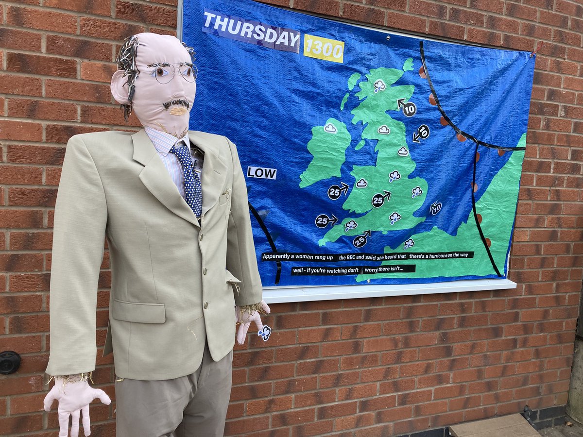 robins_clair's tweet photo. I hope Michael Fish approves @HurricaneFish #Michaelfish #hurricane #BBC #weatherman #scarecrowfestival #WWCE #leicester @wwceorguk @bbcemt @BBCLeicester Western Park Scarecrow Festival on 3 &amp; 4 Sept 2022 -Maps @ 17 Dorchester Road &amp; St Anne’s church hall! https://t.co/JLi8p6s8g5