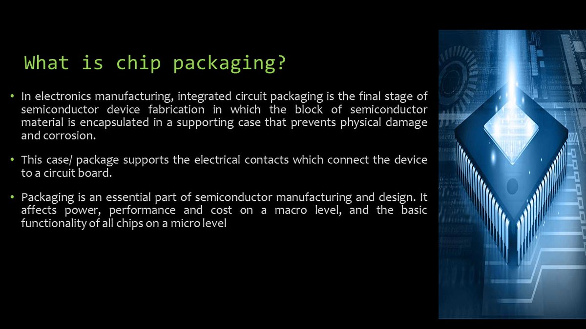 oppenfynn's tweet photo. Chip Packaging and Photonics Integration 
Chip Packaging is an essential part of semiconductor manufacturing and design. It affects power, performance and cost on a macro level, and the basic functionality of all chips on a micro level
#mems
YouTube Link: https://t.co/O0pCwuyxRC https://t.co/Aadv3LS8sC