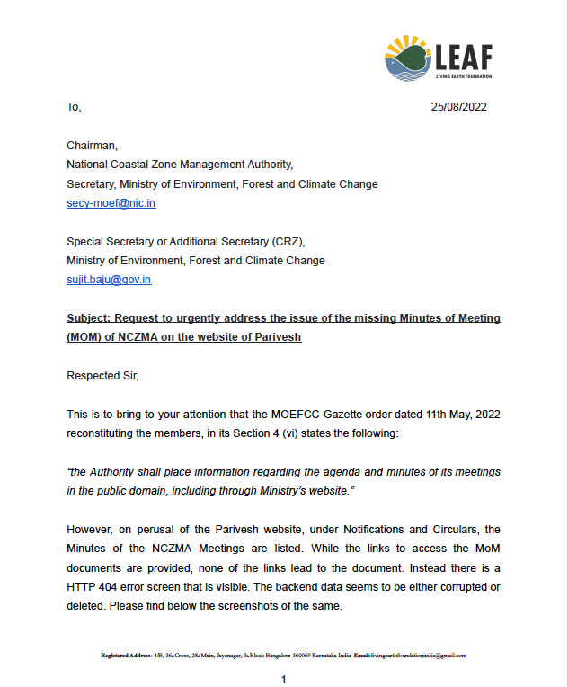 LivingEarthFndn's tweet photo. @moefcc : We recently raised the issues of "missing" Meeting minutes and agenda for upcoming meetings of NCZMA. However, as per news reports, the CZMP - 2019 for Karnataka and Goa have been finalized. #LackofTransparency inspite of recent CAG reports highlighting the same #crz https://t.co/5xA9lGEWG6