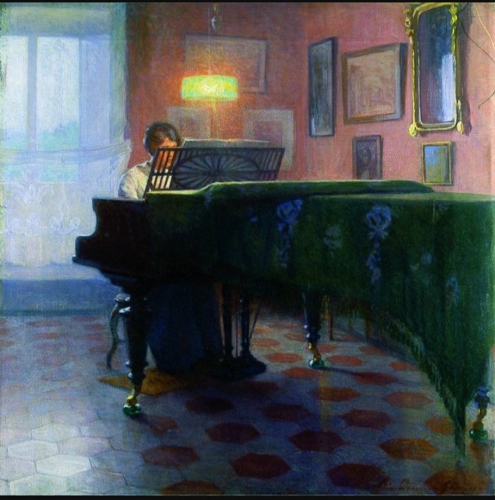 La musica sfugge al mondo della materia e ci permette di sfuggirne.
#AndréGide,Note su Chopin

#3settembre 

#ElinDanielsonGambogi La pianista
(1907)
