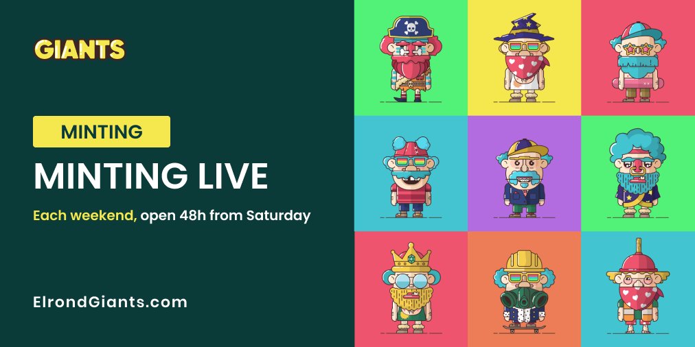 1/ Good morning crypto investors!☕ The minting is now LIVE! 🔥
Let's build the Giants Village together.

Join us now mint.elrondgiants.com
Price: 0.6 eGLD 

See benefits👇