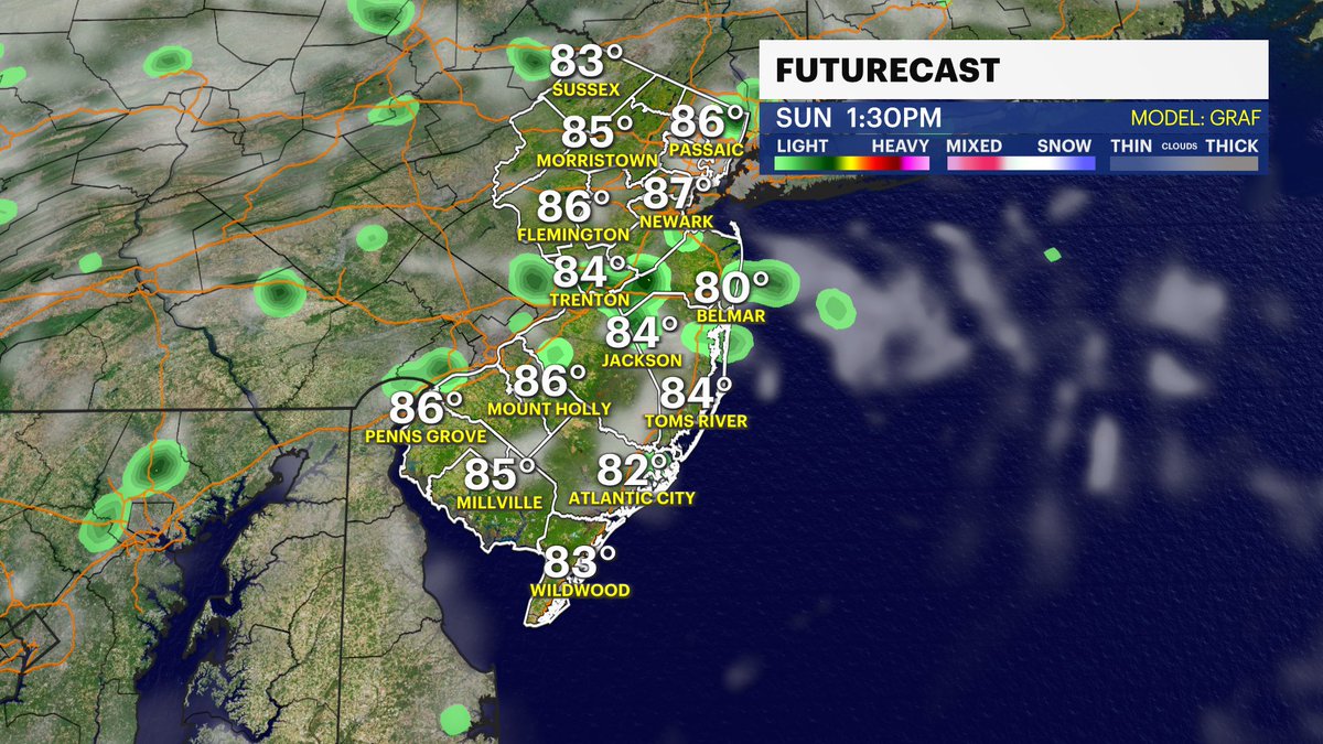 JGodynick's tweet photo. 🌤➡️🌦TODAY IS YOUR DAY FOR OUTDOOR PLANS. Sunday could get wet, and Labor Day looks rainy most of the day. Full forecast @News12NJ #n12stormwatchers #njwx #drought #NewJersey #jersey #showers #rain https://t.co/PvkIJHz1m7