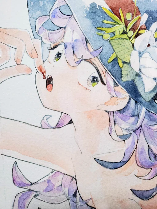 それでは明日のコミティアは【の02b】あんまりひどいでお待ちしております。お品書きの物の他に、こちらの水彩原画の販売と、心の余裕があればとてもかんたんなスケブを承ります〜。よろしくお願いします! 