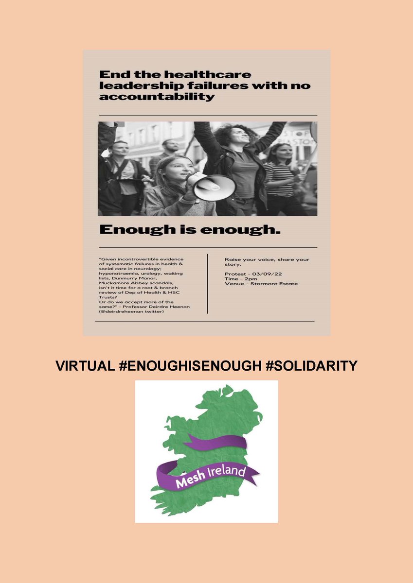 MaryRMcL1's tweet photo. #ENOUGHISENOUGH #Belfast #NI #healthcare
#Solidarity
#MeshIreland - Our women have had enough. The buck stops at the top. Too many empty speeches, vapid policy documents, ineffective high paid officials
@FdnhLtd @AnnaCCampaigns @miJemima @Paula_Goss @TerriMartin43 @MBLacey https://t.co/LsGVNJL1DA
