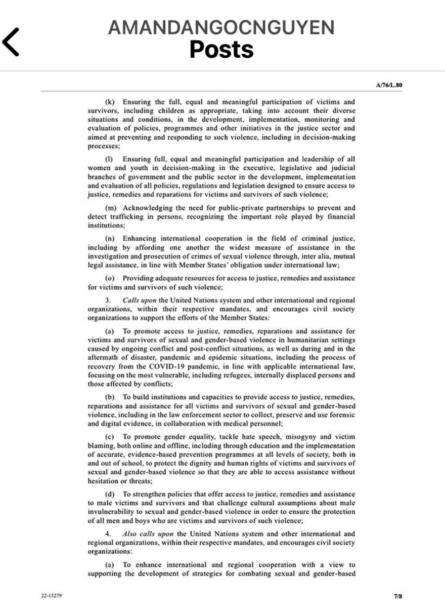 CurtisSChin's tweet photo. Adopted โ๏ธ
#UN ๐บ๐ณ #SurvivorsResolution
Some key pages below. And the full text here via @nguyen_amanda on IG: https://t.co/9vXuoFVsMX
Read what the UN General Assembly now #condemns, #urges, #calls upon, #stresses, #reqests & #decidesโฆ ISO justice, reparations & assistance. https://t.co/7cBRhioY6w