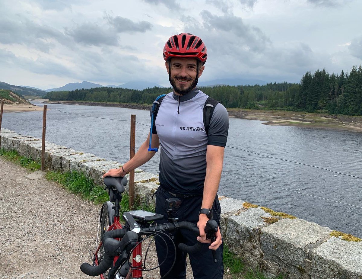 FeelBetterTour's tweet photo. The first leg of cycling for the Feel Better Tour is officially complete! 24.8 miles of cycling from Fort William to Loch Laggan, uphill and into a strong headwind, done in 2 hours and 26 minutes. Now time to scarf down my lunch, have a quick midday break, and then get swimming! https://t.co/rMYMYFXRAo
