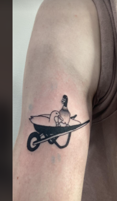 AussieKPOPMum's tweet photo. #DuckUpdate Ethan just got his first tattoo. It' Doug & Theo 😭😭💕💕🦢🦆 I miss them so much. https://t.co/XWri0COyAK