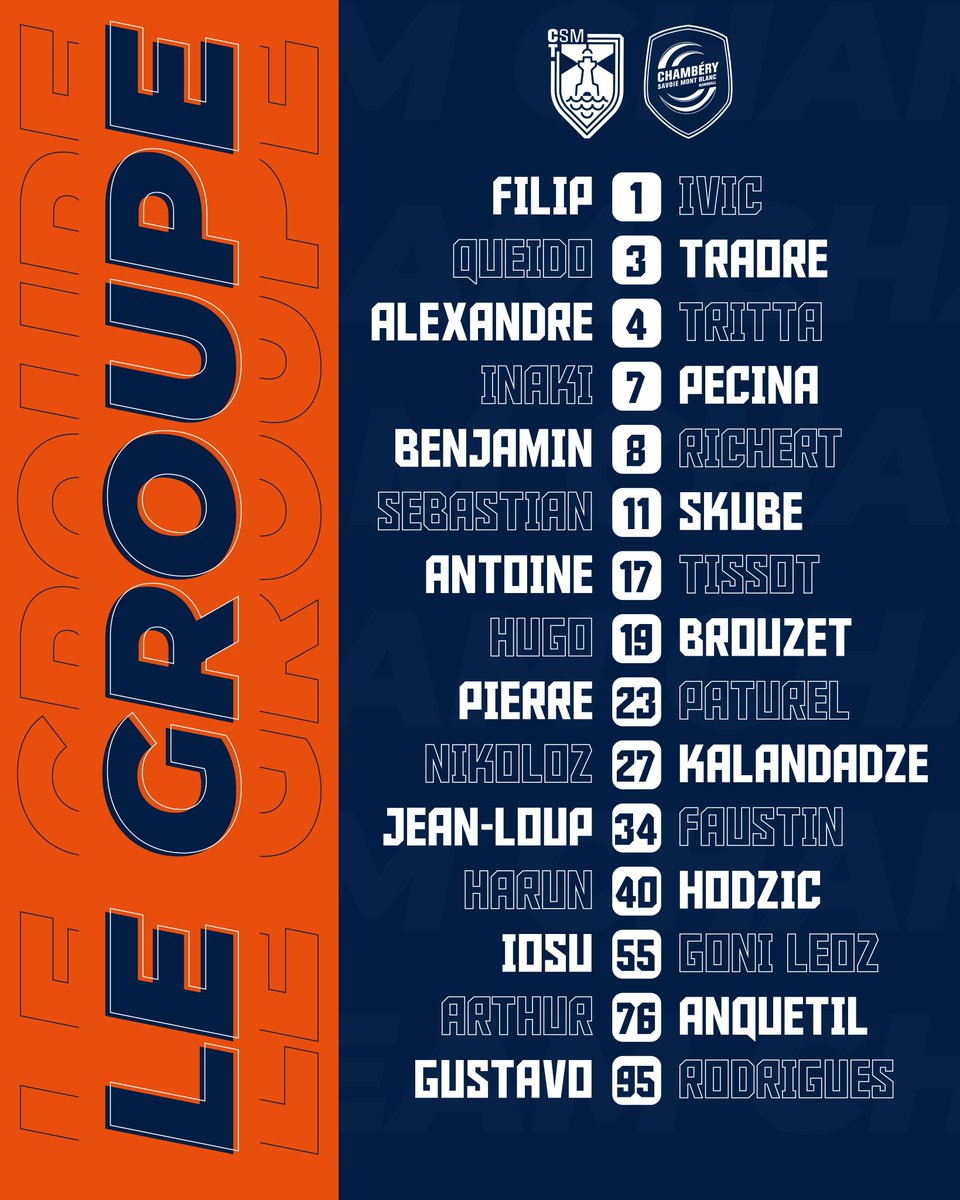 TeamChambe's tweet photo. 👥 𝙇𝙚 𝙜𝙧𝙤𝙪𝙥𝙚 convoqué par Erick Mathé et Raphaël Planchet ce soir pour le match retour face à Constanta.
#CONCHY https://t.co/1Sj9GV8AOS