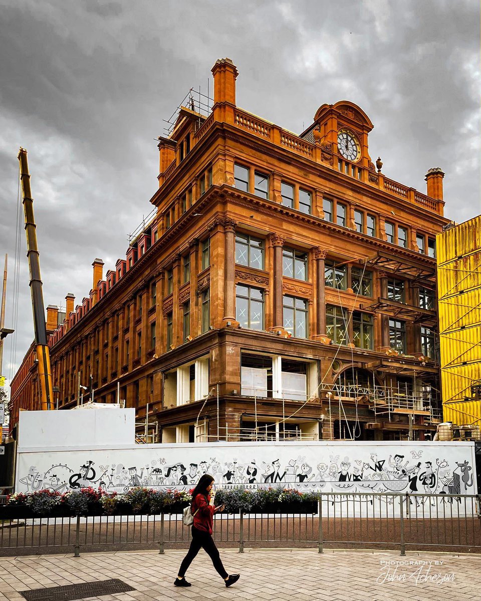 LoveBallymena's tweet photo. Four years after a fire devastated the Primark store in Belfast on 28 August 2018, the yellow towers are on the move, and the old Bank Buildings restoration is looking great. 

📸 Photography by John Acheson
𝙸𝚐. acheson_john https://t.co/6qw9bVU5Z5