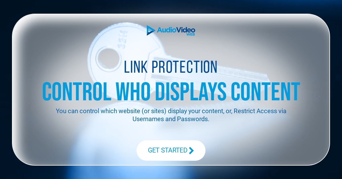 Avwebstreaming's tweet image. Secure the links for your next Live Webcast. Stream with confidence that your content is accessible from the websites of your choice.

audiovideoweb.com/features-link-…