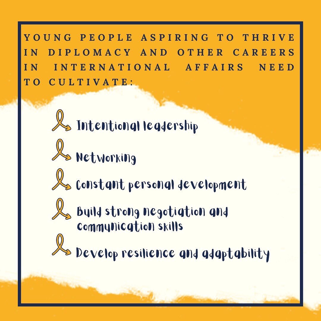 Here a few tips to advance a career in global affairs from our last session. 

#leadership #diplomacy #globalaffairs #thediplomaticroom #tips #youngleaders #africanrebirth