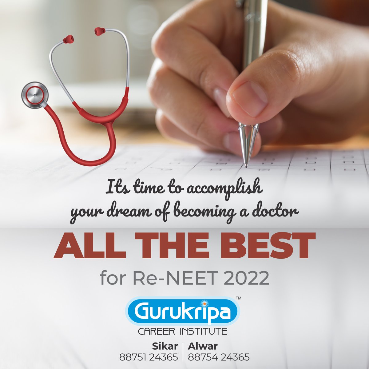 gcisikar's tweet photo. Be ready for the RE-NEET 2022!
You will see that everything will be not as hard as you think.
All the Best๐!
#GCI #GCISIKAR #GURUKRIPA #GCIALWAR #RENEET2022 #NEET #allthebestโค๏ธ https://t.co/GIBtZx9uwF