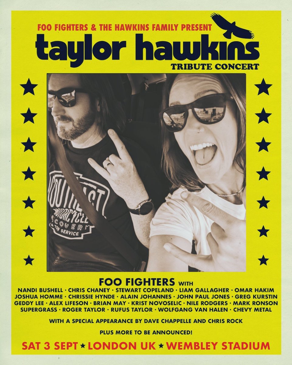 laura_witham's tweet photo. En route!!!! 🎸🥁✌️🍺💛 #taylorhawkinstribute #TaylorHawkins https://t.co/GkOTFATOQz