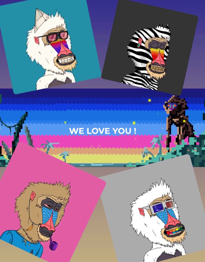 The mandrills are coming together to save the animals and party like monkeys 🦧🦍
.
Only 250 Whitelist left,
Join our movement, 
We Love You!
.
#themandrills #mandrillsnftclub 
#setanimalsfree #NFTCommunity #nftwhitelist #nozoo