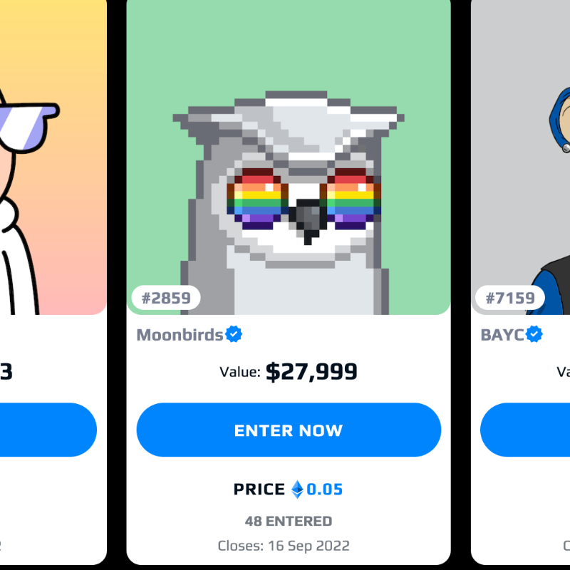 MetaWin's tweet photo. September 16th is just a few days away- 🦉

MB 2859 is leaving our nest. For just 0.05, this birb could be flying to you.

With only a handful of entries and not much time left. 

Will YOU be the next MoonBirds holder fren?