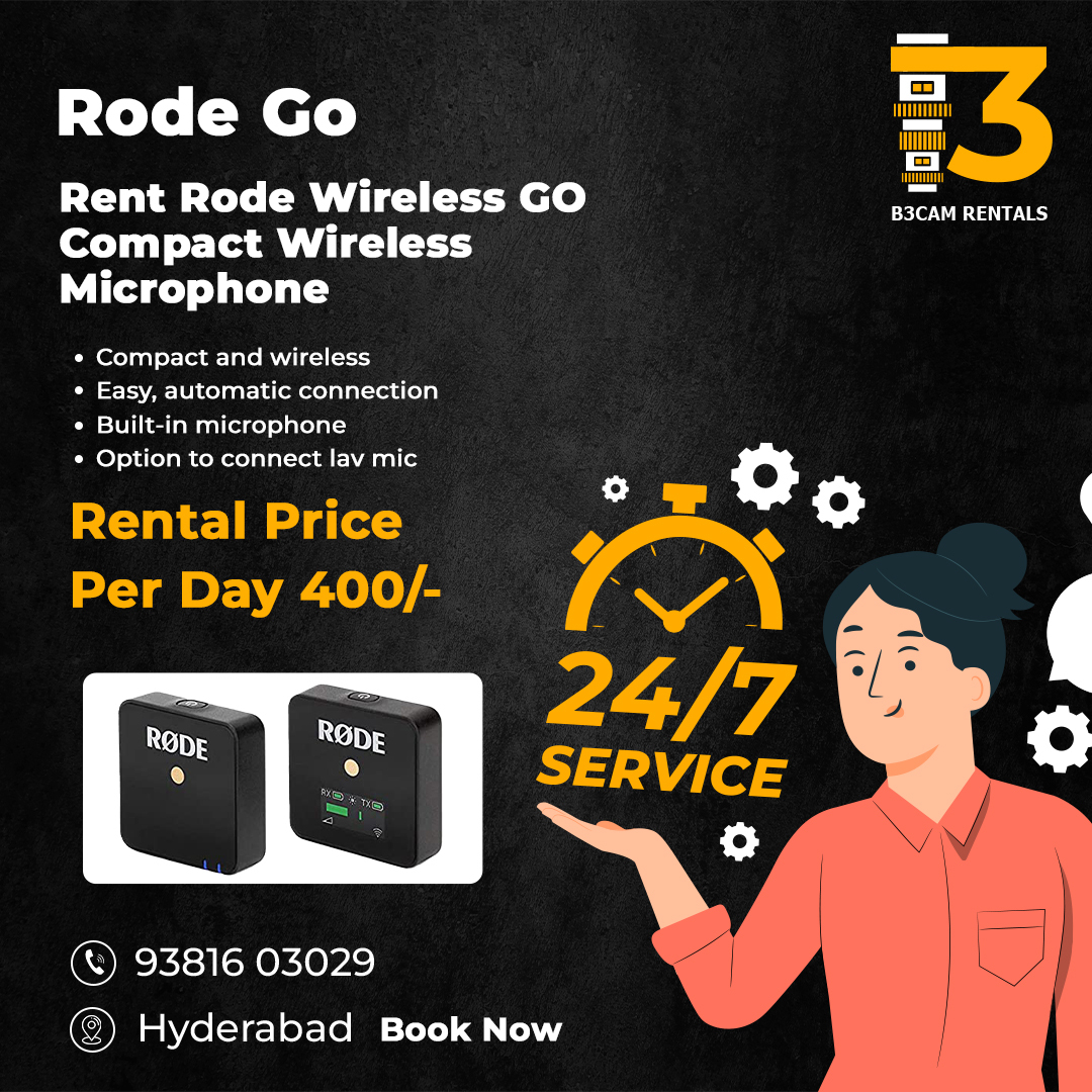 b3camera's tweet photo. Rode Go Compact Wireless Microphone is now available 
@b3camera rentals
Best price, Best quality
Book now: 9381603029
#b3camerarentals #b3camrentals #rodego #audiotransmission #wireless #wirelessaudio #camrentals #camerarentals #hyderabadcamerarentals #camrentalshyderabad https://t.co/GIUrp14PbV