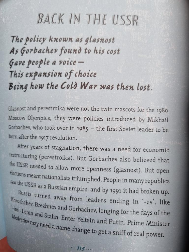 twitmericks's tweet photo. This is from "A History of the World in 100 limericks", by way of tribute to #MikhailGorbachev
#RIPGorbachev #Gorby #Gorbachev https://t.co/ShnYbVvrom